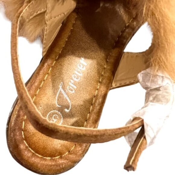 🛍️2 for $25 Sale🛍️ Forever Women's Furry Straps Adj Buckle Sandals Tan 5 - Picture 8 of 9